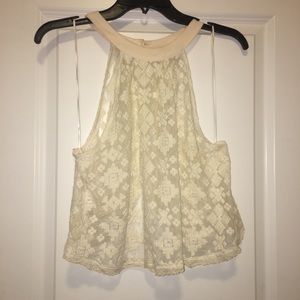 White/cream lace floral top